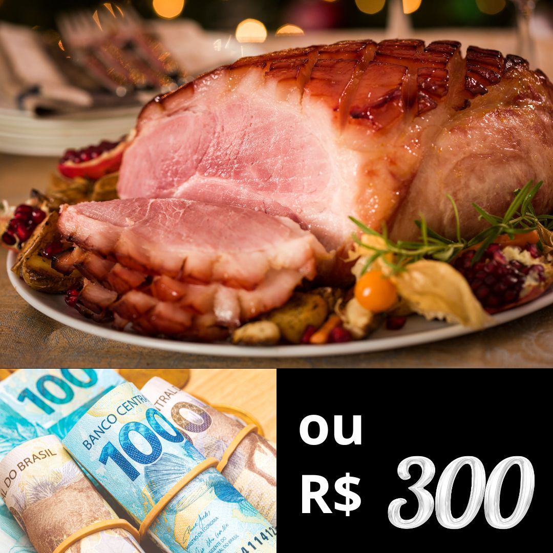 Pernil de Natal para 20 pessoas ou R$ 300,00 reais.